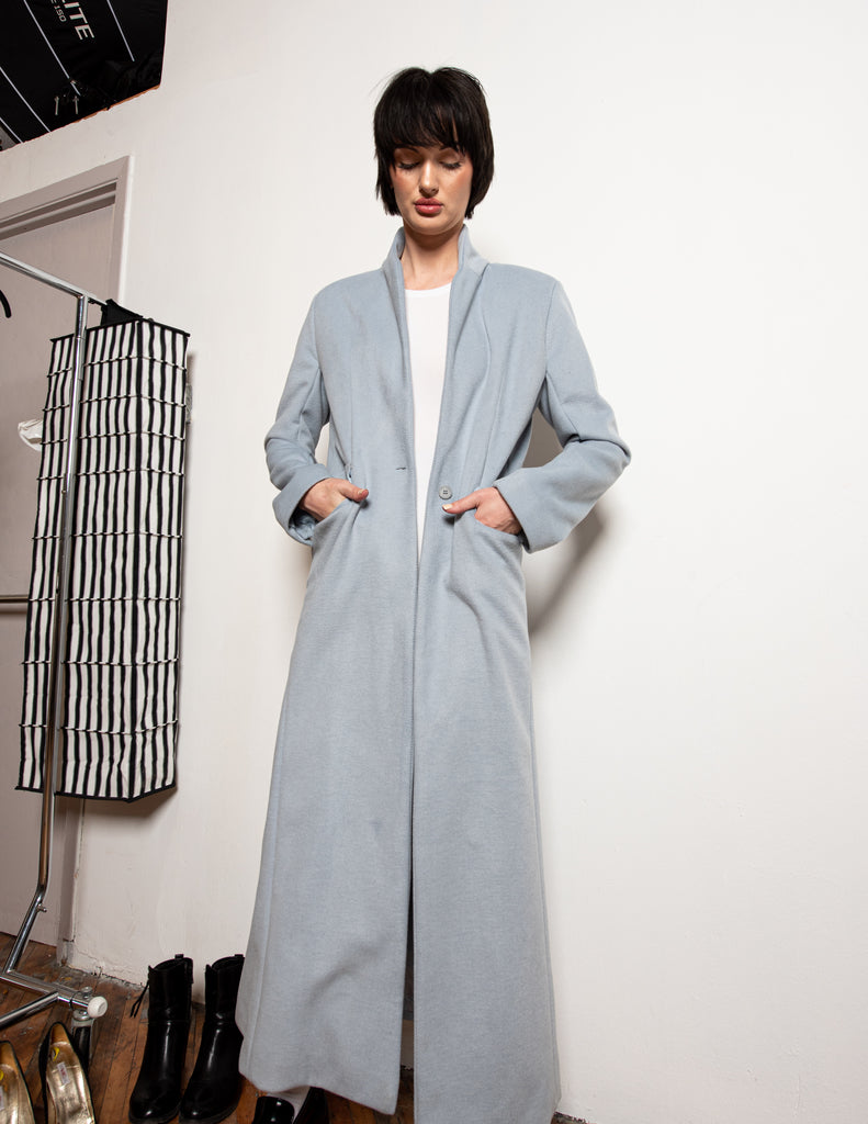 Structured Long Coat in Tint of Blue