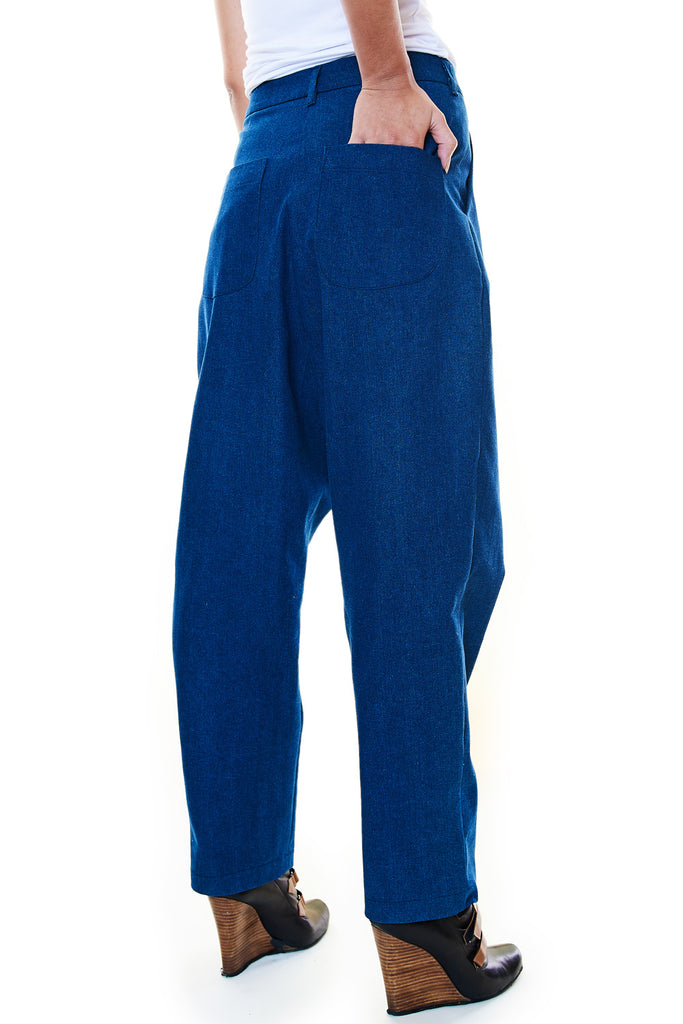 Blue Crepe Trouser - casacomostyle