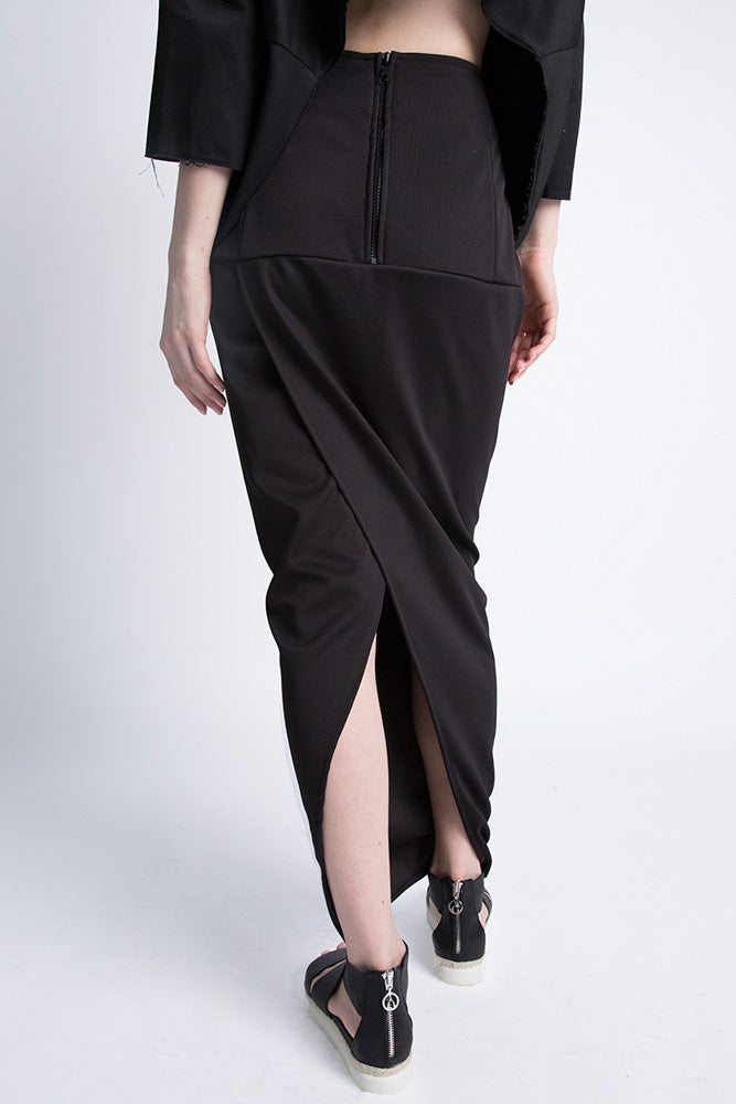 Black Pillar Slit Skirt - casacomostyle